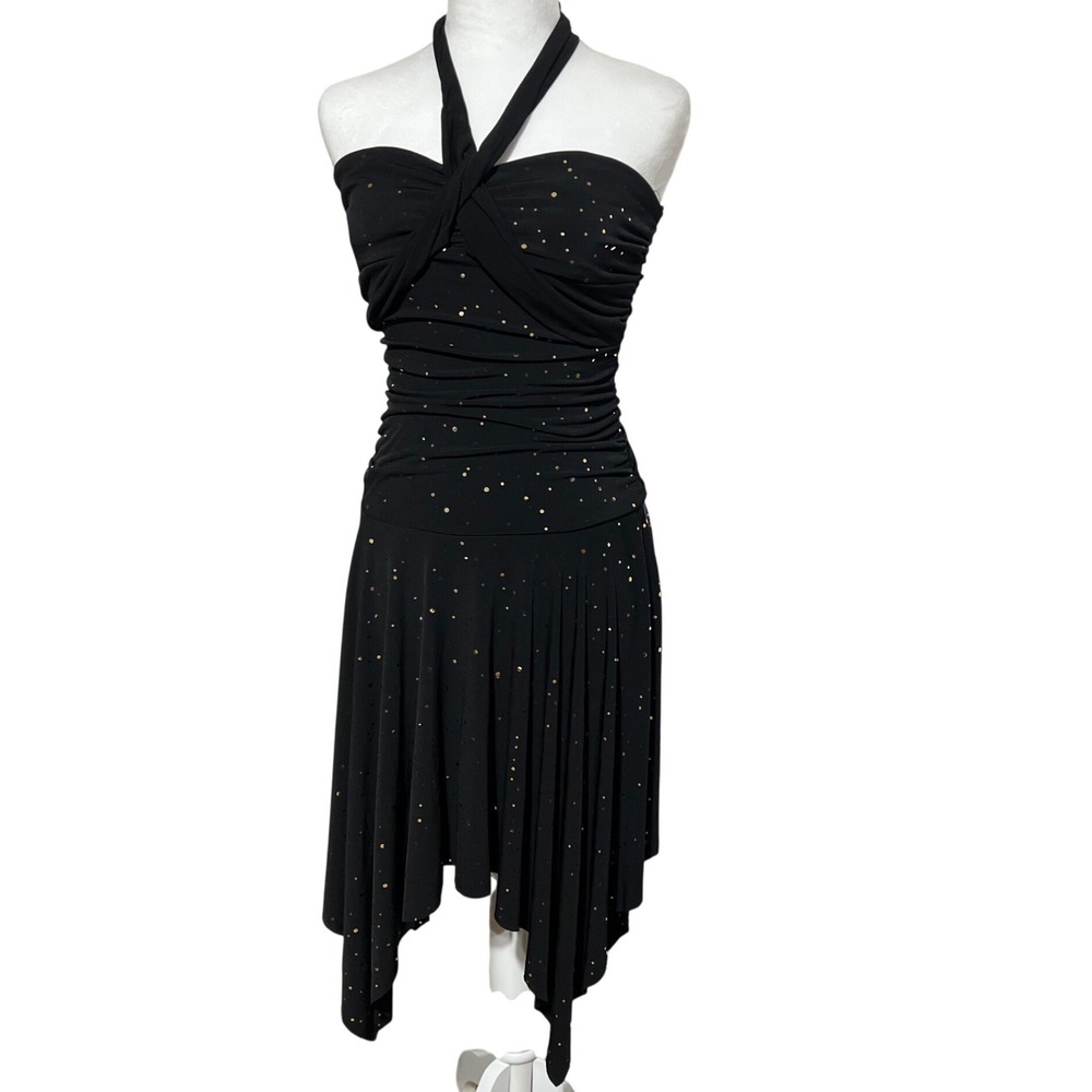 Y2K BCBG Dark Fairy Witchy Halter Dress Celestial Starry‎ Noir M